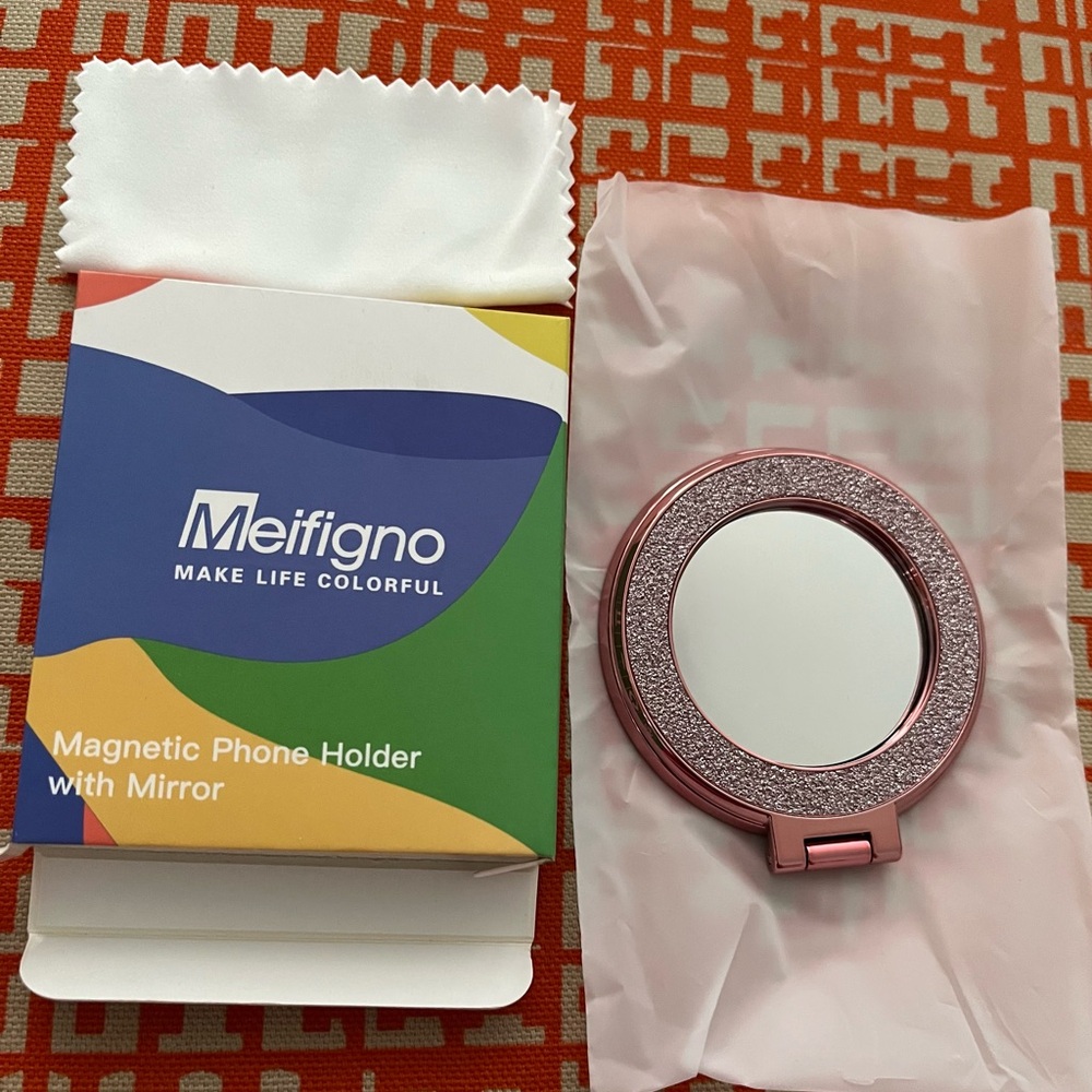 Meifigno Rose Gold Magnetic Phone Holder with Mirror